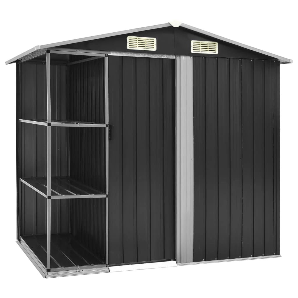 Casetta da giardino cabina ripostiglio casetta da esterno robusta casetta per attrezzi con ripiano 205 x 130 x 183 cm ferro grigio 02_0022222