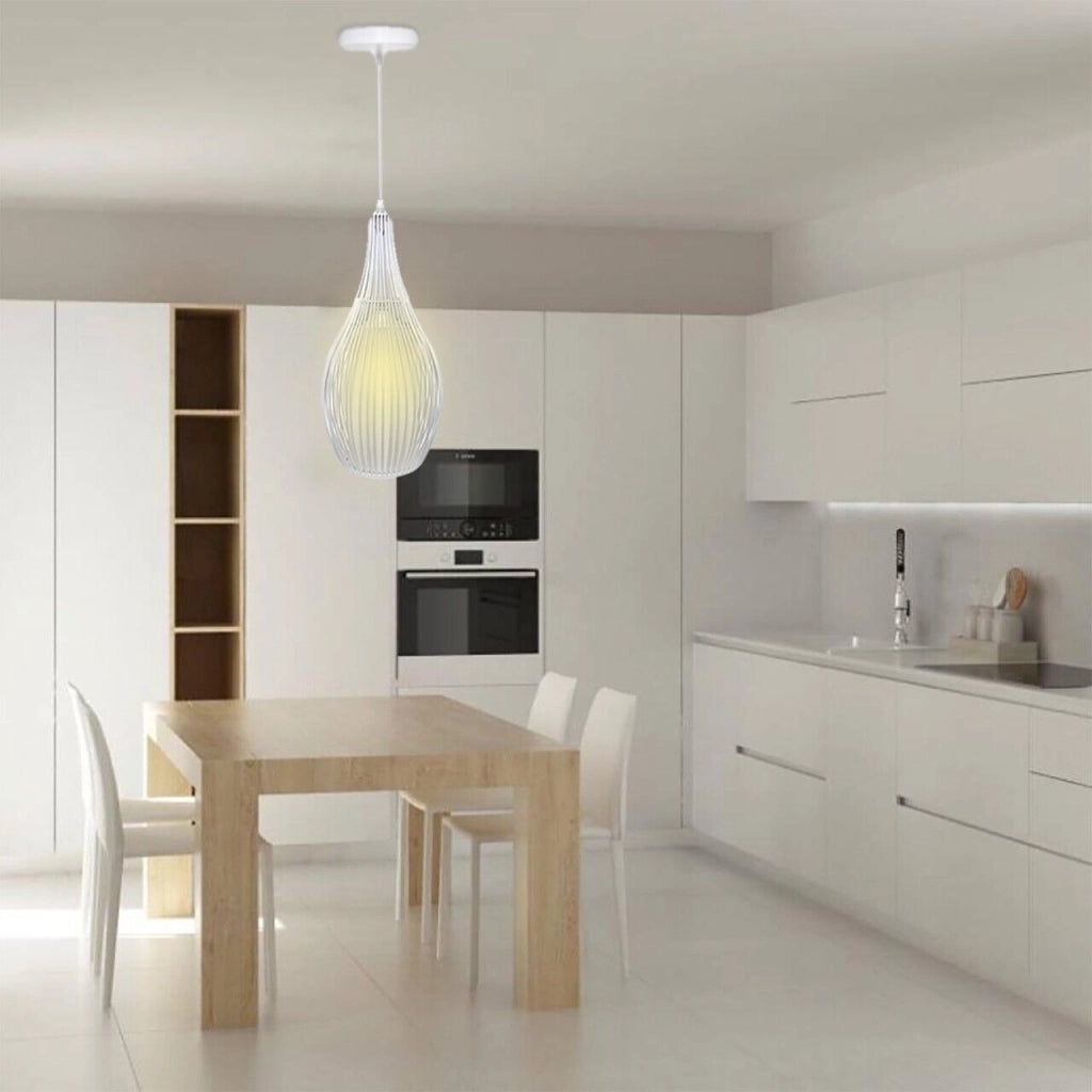 Lampadario da Soffitto a Sospensione Regolabile Design Moderno per Lampadina E27 SENZA LAMPADINA Nero