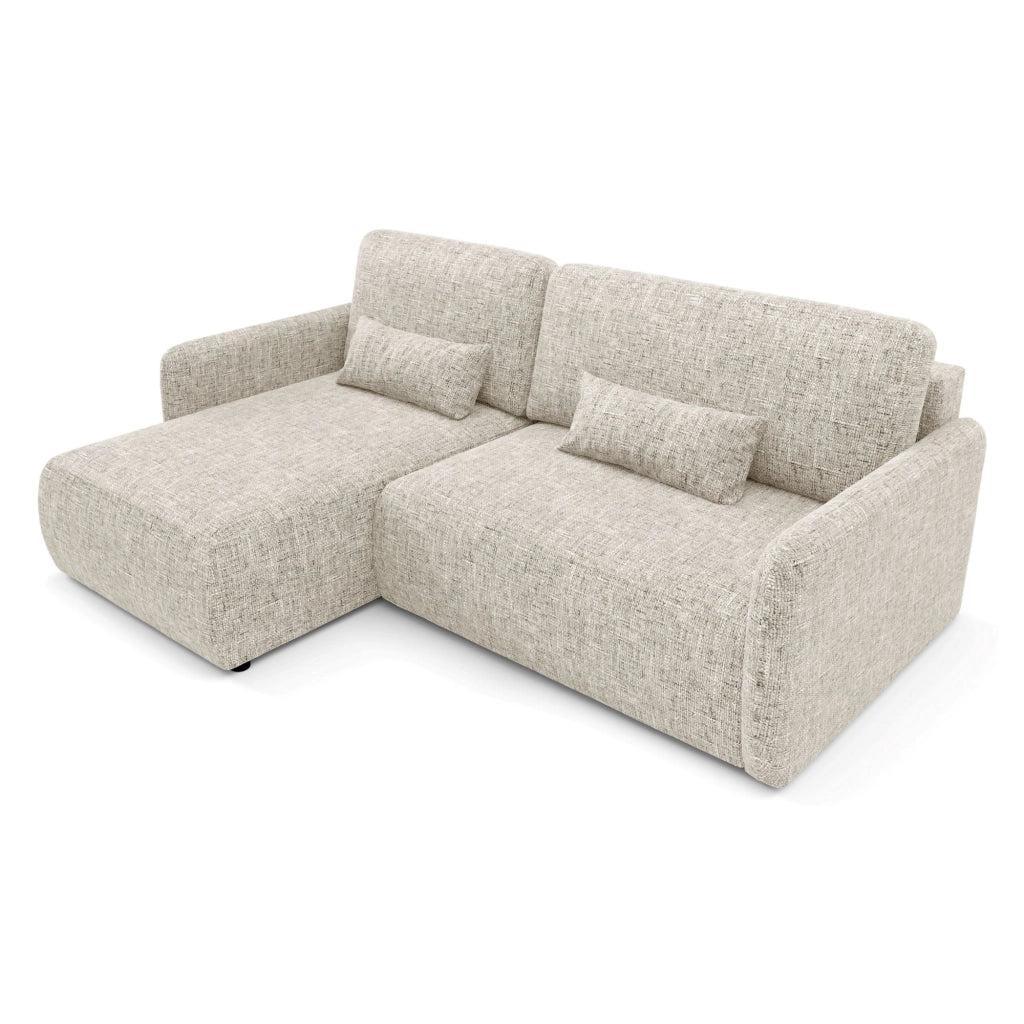 Pagno, Divano Letto con Penisola Contenitore, 207x148 cm Beige
