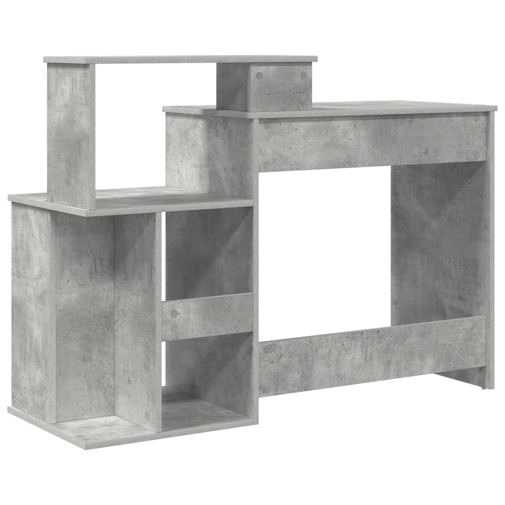 Scrivania con Storage Grigio Cemento 120,5x44x88,5 cm Legno Ingegnerizzato