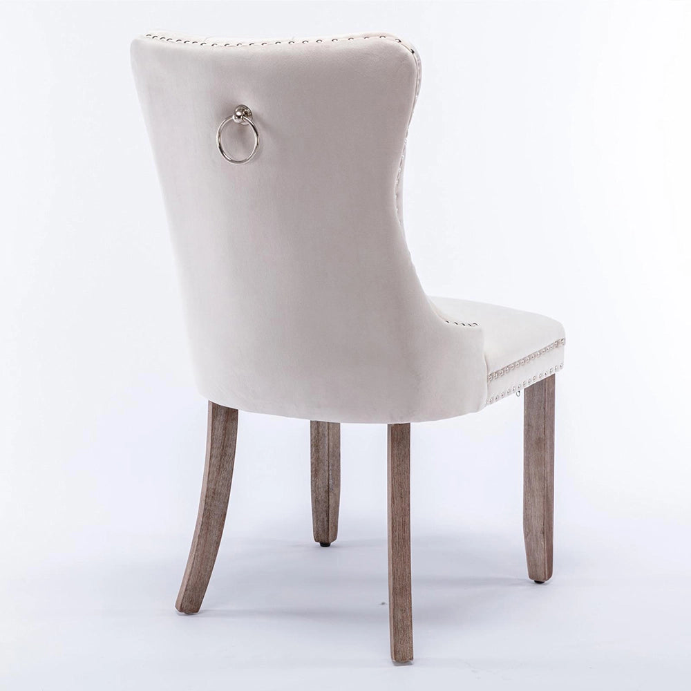 Set 2 sedie Nikki - Xylo - velluto beige gambe legno capitonné