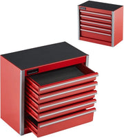 Cassa da lavoro metallica - 8,6 pollici, Portatile, con 5 carrello, Acciaio robusto, Materiale EVA interno, Piedini in PP, Apertura a sfera, Verniciatura a polvere, Rosso