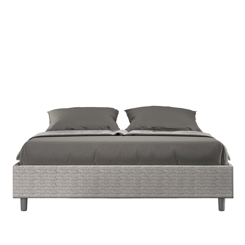 Letto Sommier imbottito Matrimoniale 160x190 cm tessuto Aragona Azelia - Bianco,Con rete