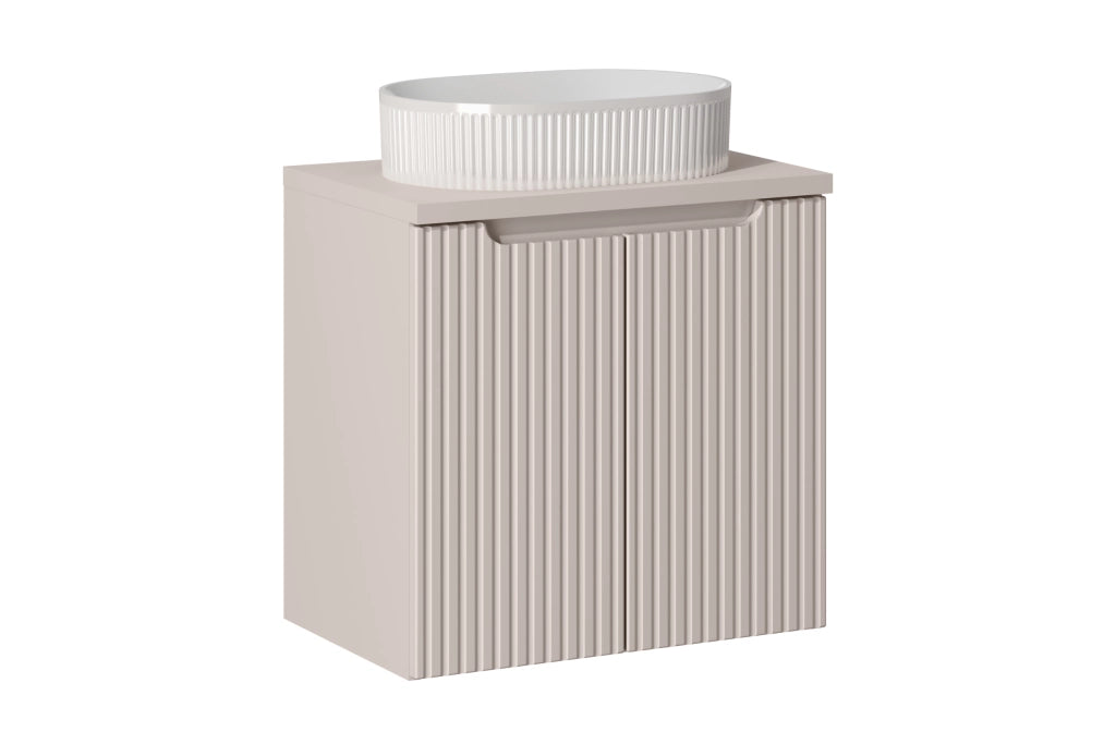 Set mobili bagno 60 cm con piano e lavabo da appoggio Beyond Nova Cashmere 60 x 1401 x 40 cm
