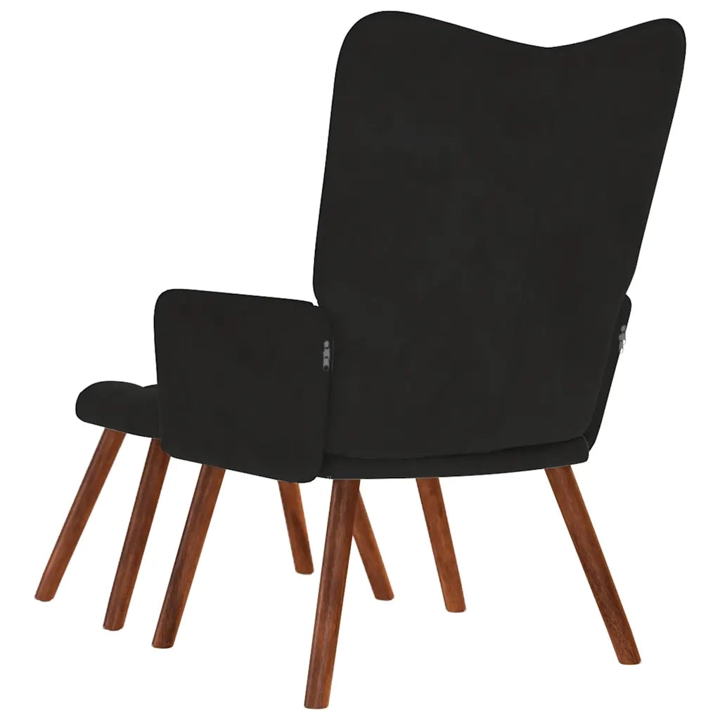 Divano Sedia-Poltrona Relax con Sgabello in Velluto Nero 112187