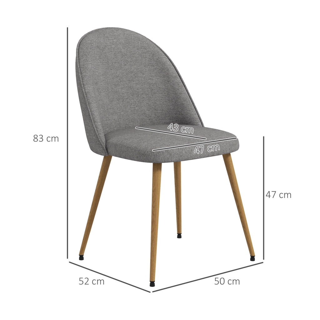 Set 2 Sedie da Pranzo Imbottite in Tessuto con Gambe in Metallo ¨C Zephmum ¨C Grigio 50x52x83 cm
