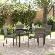 Set da Pranzo da Giardino 5 Pezzi con Cuscini Grigio Polyrattan