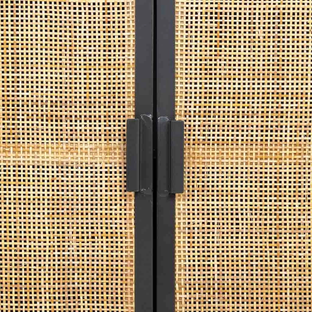 Credenza in metallo e legno 2 ante, nero 100x32x85h cm
