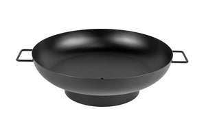 Braciere a Legna Ø75x17 cm Elegante con Manici in Acciaio Nero Alta Temperatura