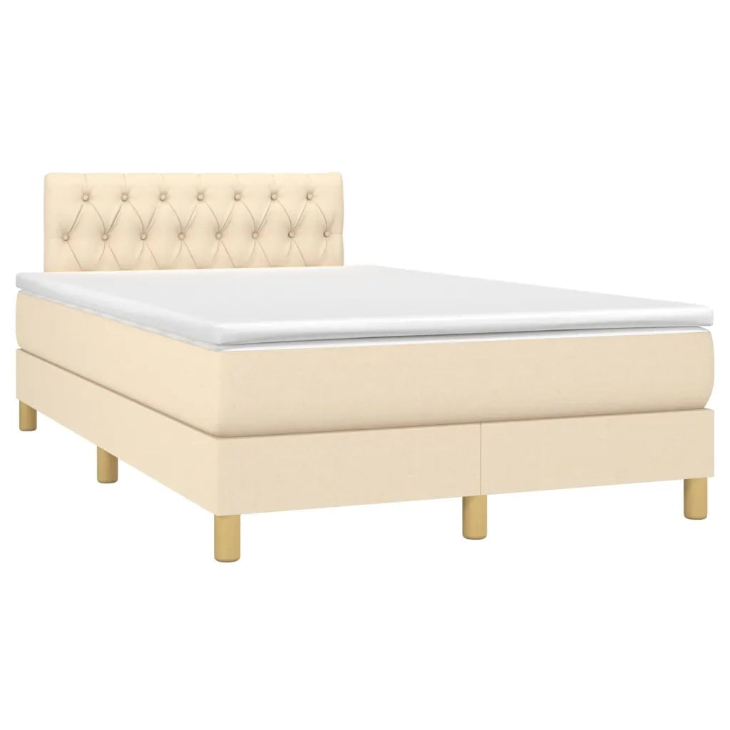 Letto a Molle con Materasso e LED Crema 120x200cm in Tessuto cod mxl 57715