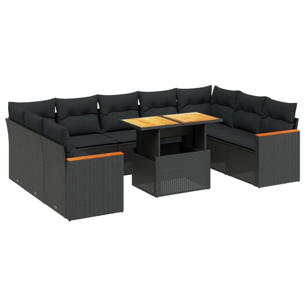 Set Divani da Giardino 10pz con Cuscini in Polyrattan Nerocod mxl 88739