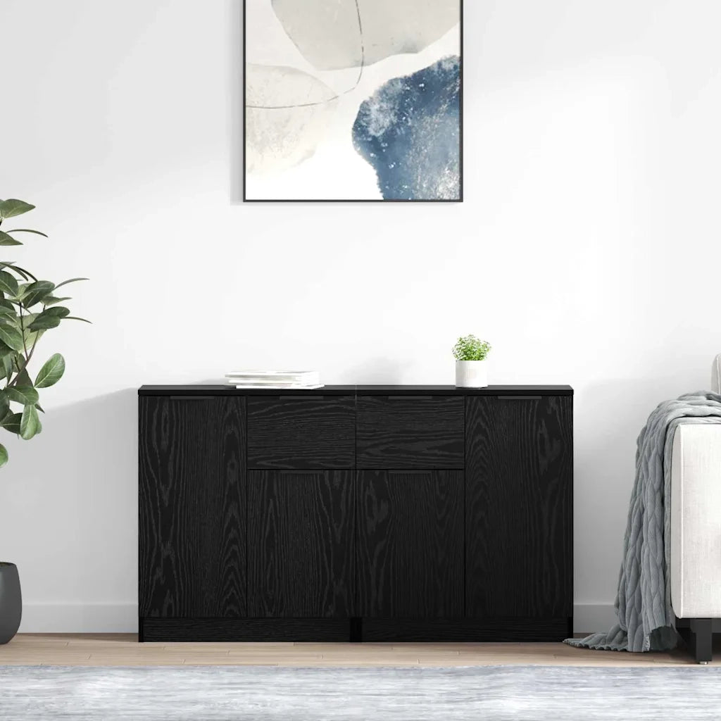 Sideboards 2 pcs Rovere Nero 60 x 30 x 70 cm Legno multistrato