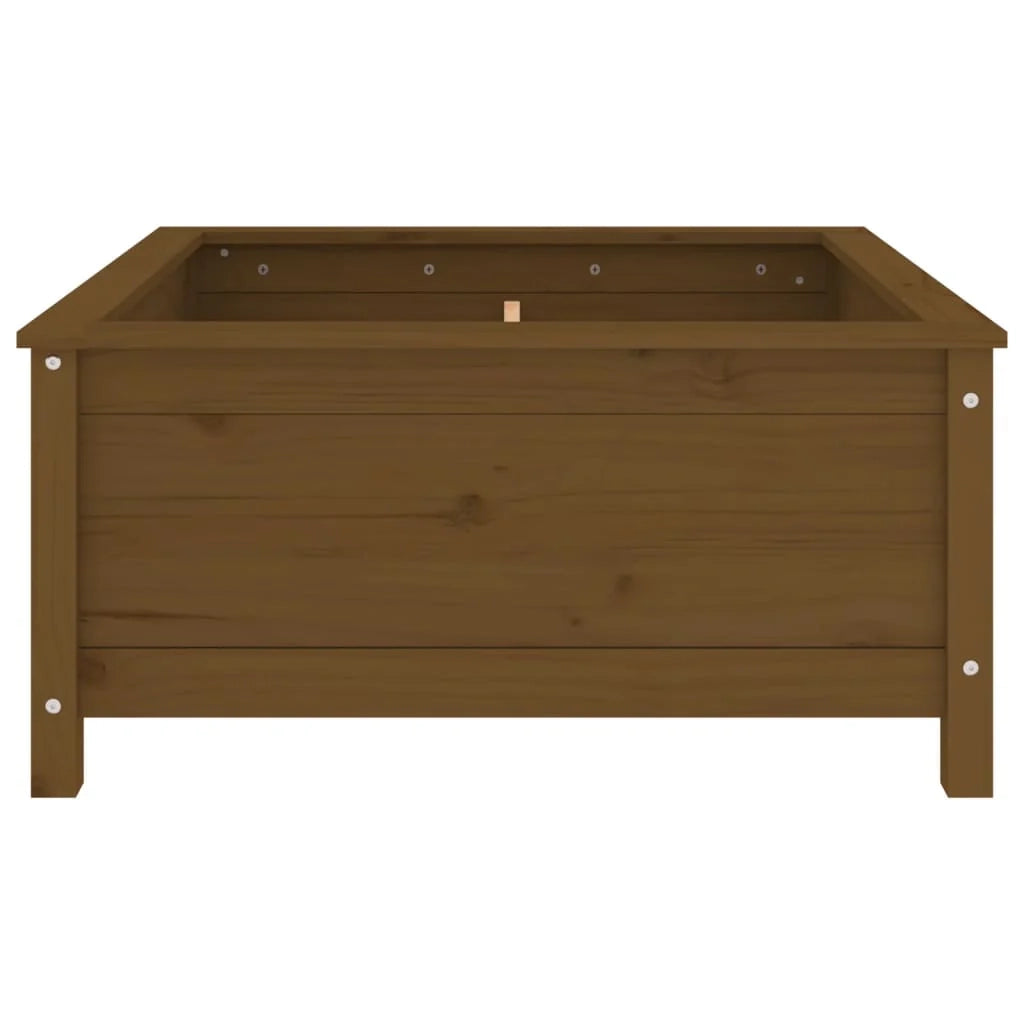 Fioriera rialzata per piante e fiori terrazza giardino 82,5 x 82,5 x 39 cm legno massello di pino marrone 02_0037945