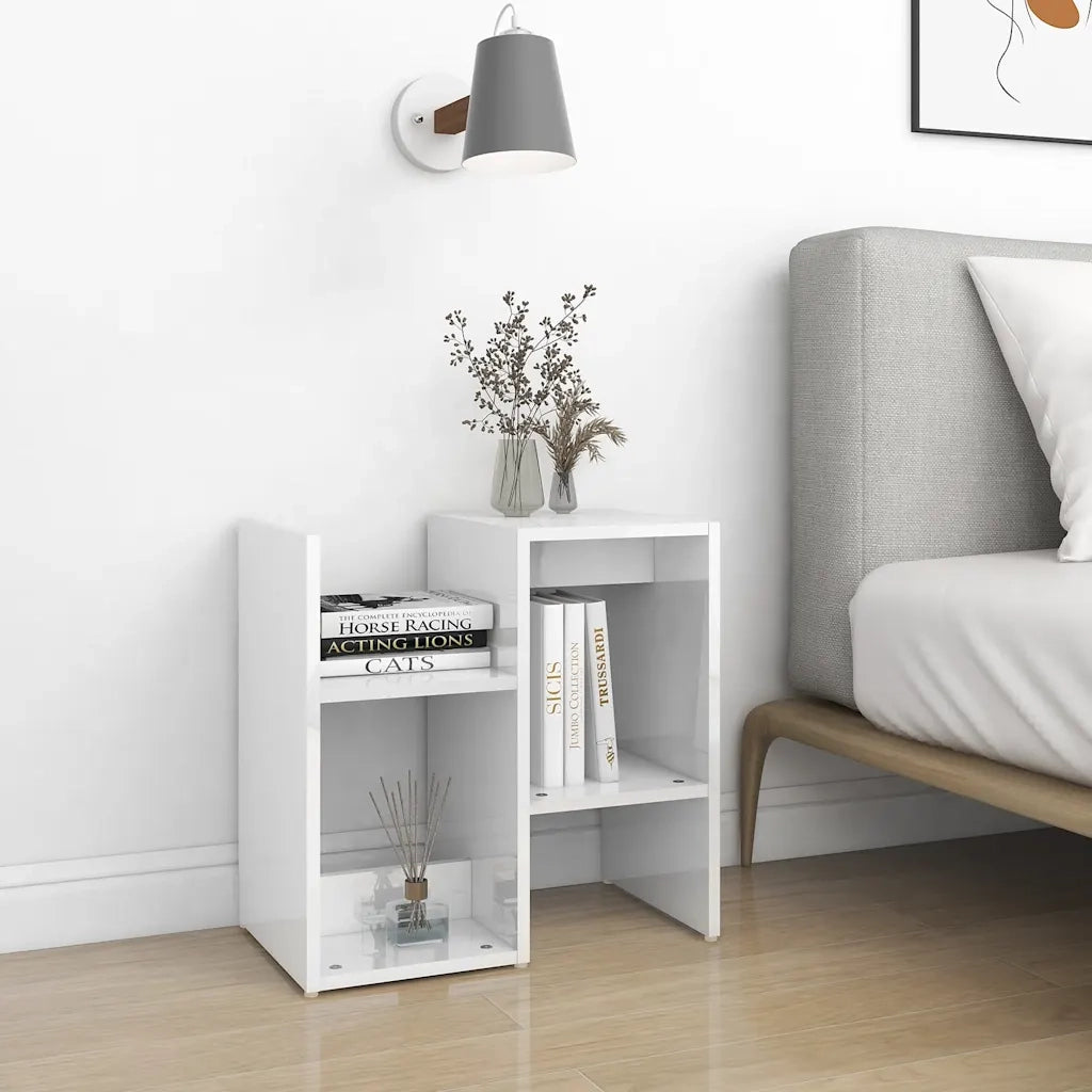 Comodini 2pz Bianco Lucido 50x30x51,5 cm in Legno Multistrato 806377
