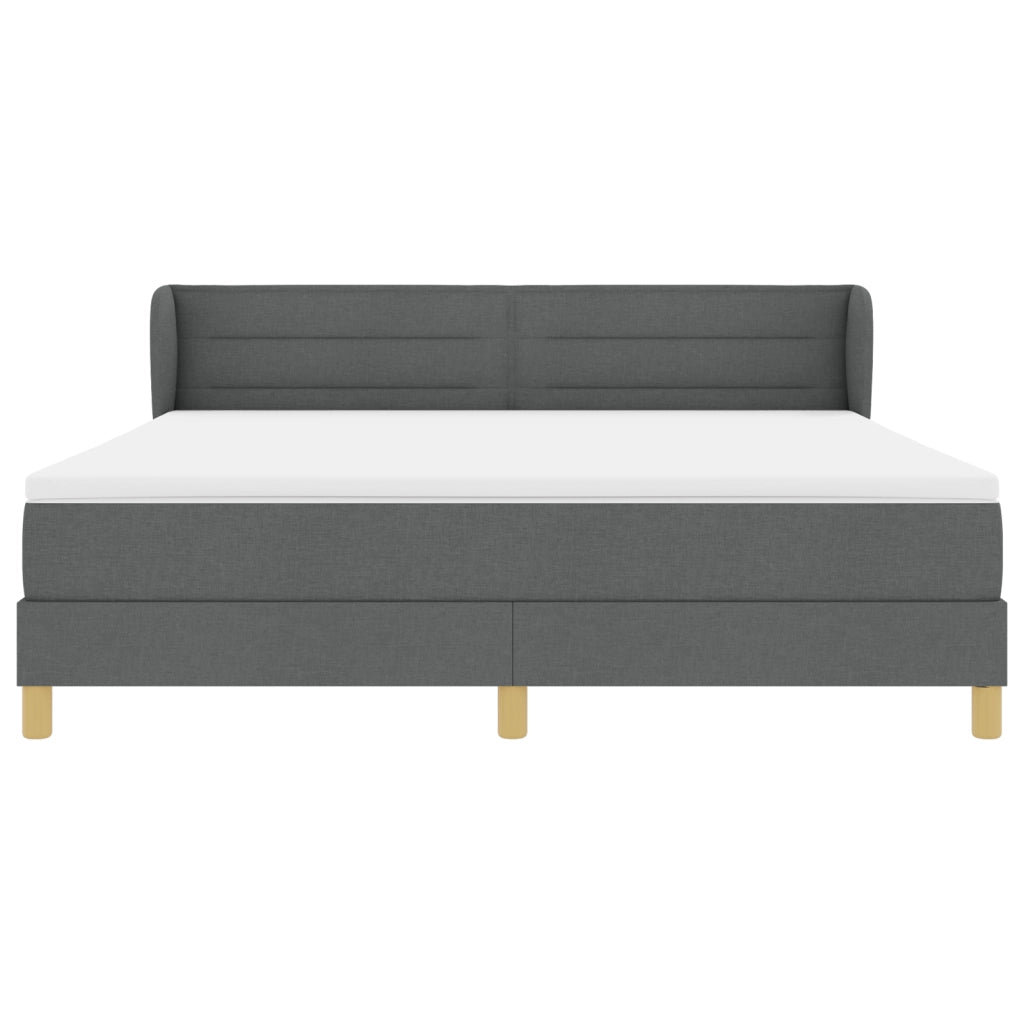 Letto Box Spring con Materasso Grigio Scuro, 180x200 cm in Tessuto