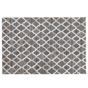 Tappeto tappetino Grigio e Beige Jacquard Pelle di vacchetta Motivo Geometrico Quadrifoglio Retro 160 x 230 cm