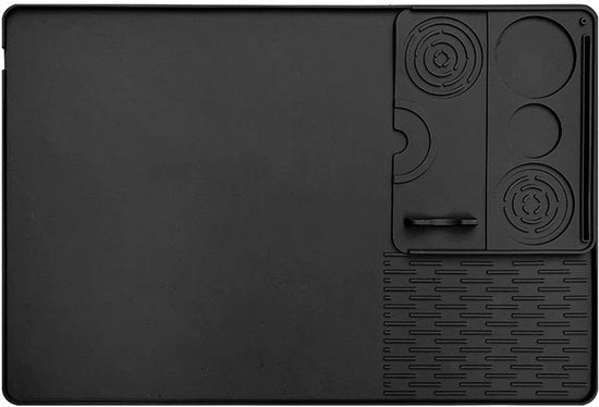Matrice afdruip 2 in 1, matrice stamp, matrice siliconica, contenitore, matrice siliconica per macchina caffè, 40 x 60 cm, afdruipmat con bordo alto, inclusa matrice stamp rimovibile (1 pezzo, nero)
