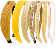 Set di bende per capelli - Diverse modelli - Giallo - Bende per bambine - Accessori moda per donne - 7 pezzi