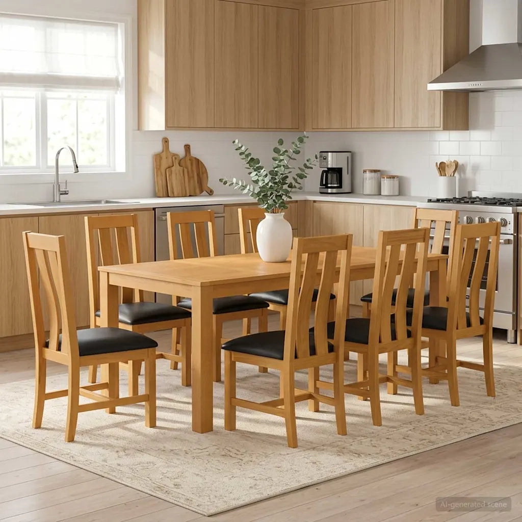 Set da pranzo 9 pz Nero Legno di Quercia Massello 3430409
