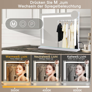 ZMH Specchio per il Trucco Illuminazione Dimmerabile 3 Modalità Colori Specchio ingranditore 5x Connessione USB