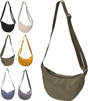 Borsa da spalla per donne - verde oliva - verde - borsa con mezzaluna, nylon, borsa da spalla, borsa da trasporto, borsa da spalla stile, borsa da spalla per donne, cinturino ampio e stretto