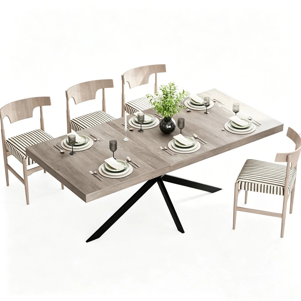 Tavolo da Pranzo Allungabile Rettangolare con Vano Contenitore ¨C MINIMAL ¨C Grigio, 140-180 cm
