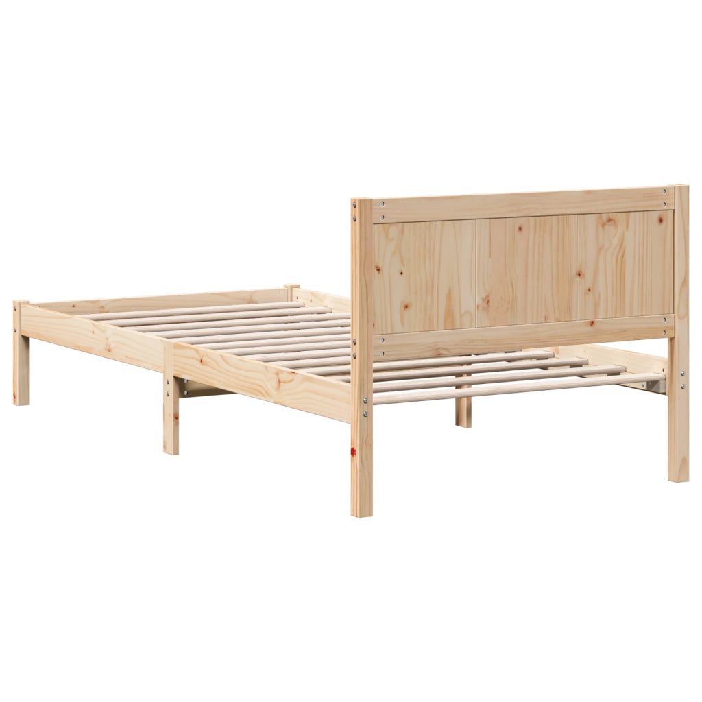 Letto in Legno di Pino Naturale Legno Massello di Pino 100 x 200 cm