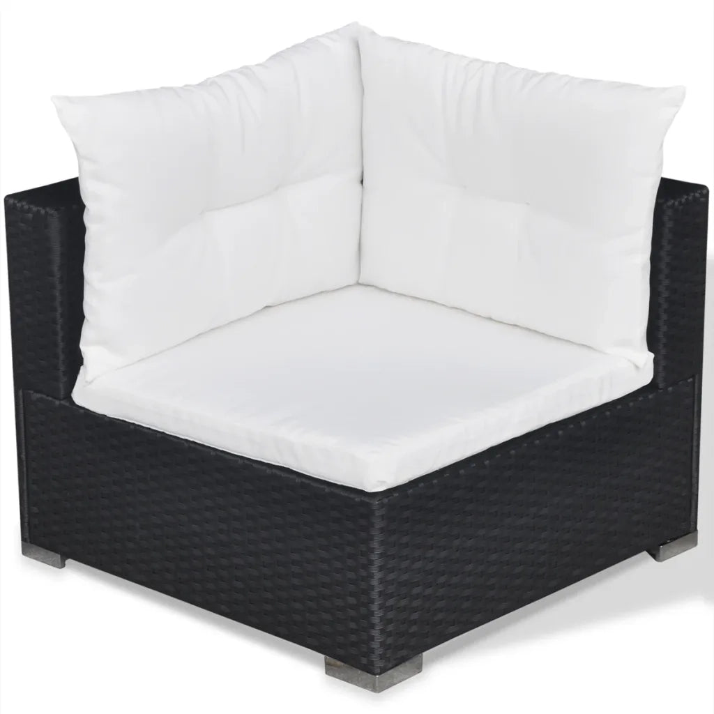 Set Divani da Giardino 6 pz con Cuscini in Polyrattan Nero cod mxl 59649