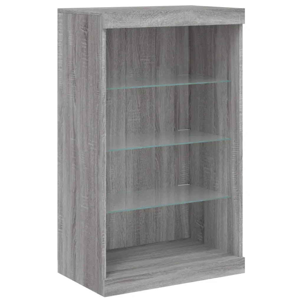 Credenza con Luci LED-Buffet-Armadio da cucina Grigio Sonoma 60,5x37x100 cm 217415