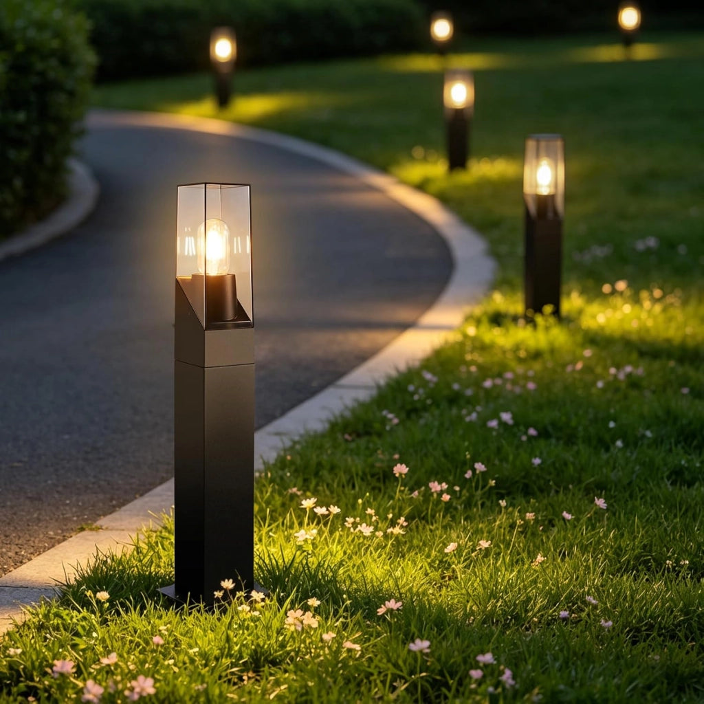 ZMH Lampada da Giardino a Palo Esterna E27 Nero IP65 per Sentieri Cortile Max 40W Senza Lampadina  H.60cm