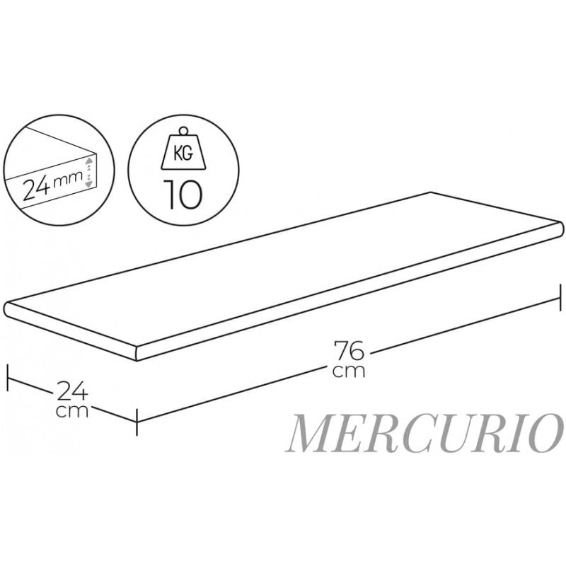 Mensola in legno Mercurio verniciato noce 2,4x24x76 | Ampia e raffinata per ogni uso