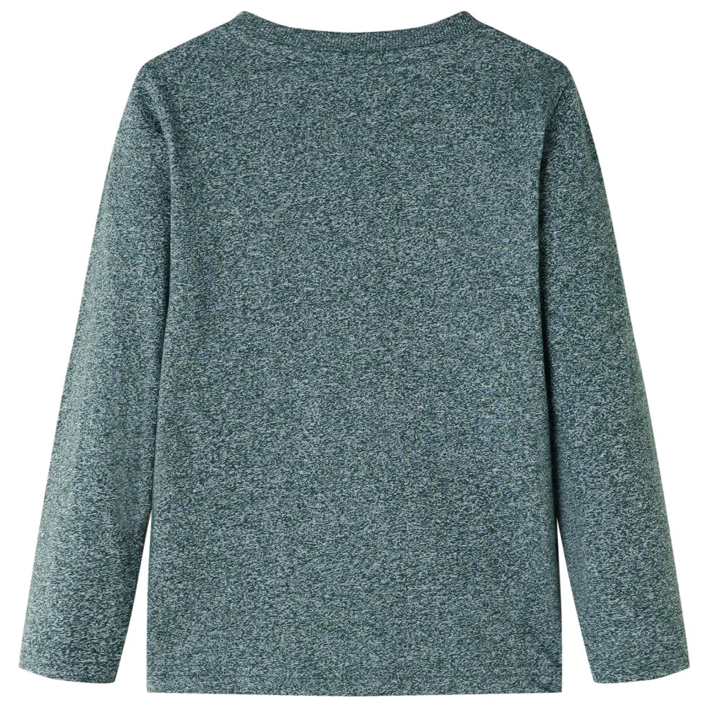 Maglietta Bambino Maniche Lunghe Verde Scuro Mélange 116 12826