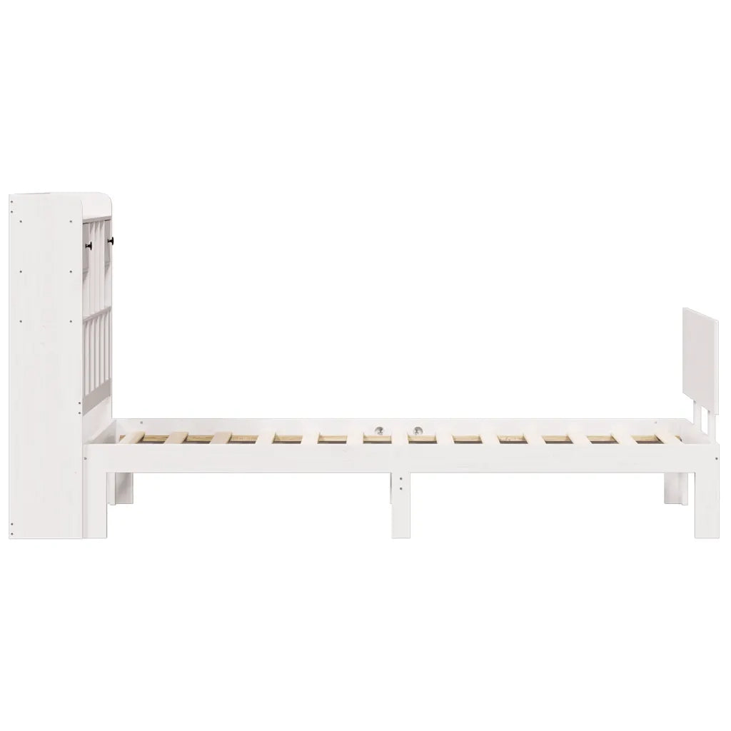 Letto Libreria senza Materasso Bianca 90x200 cm Legno di Pino 3322687