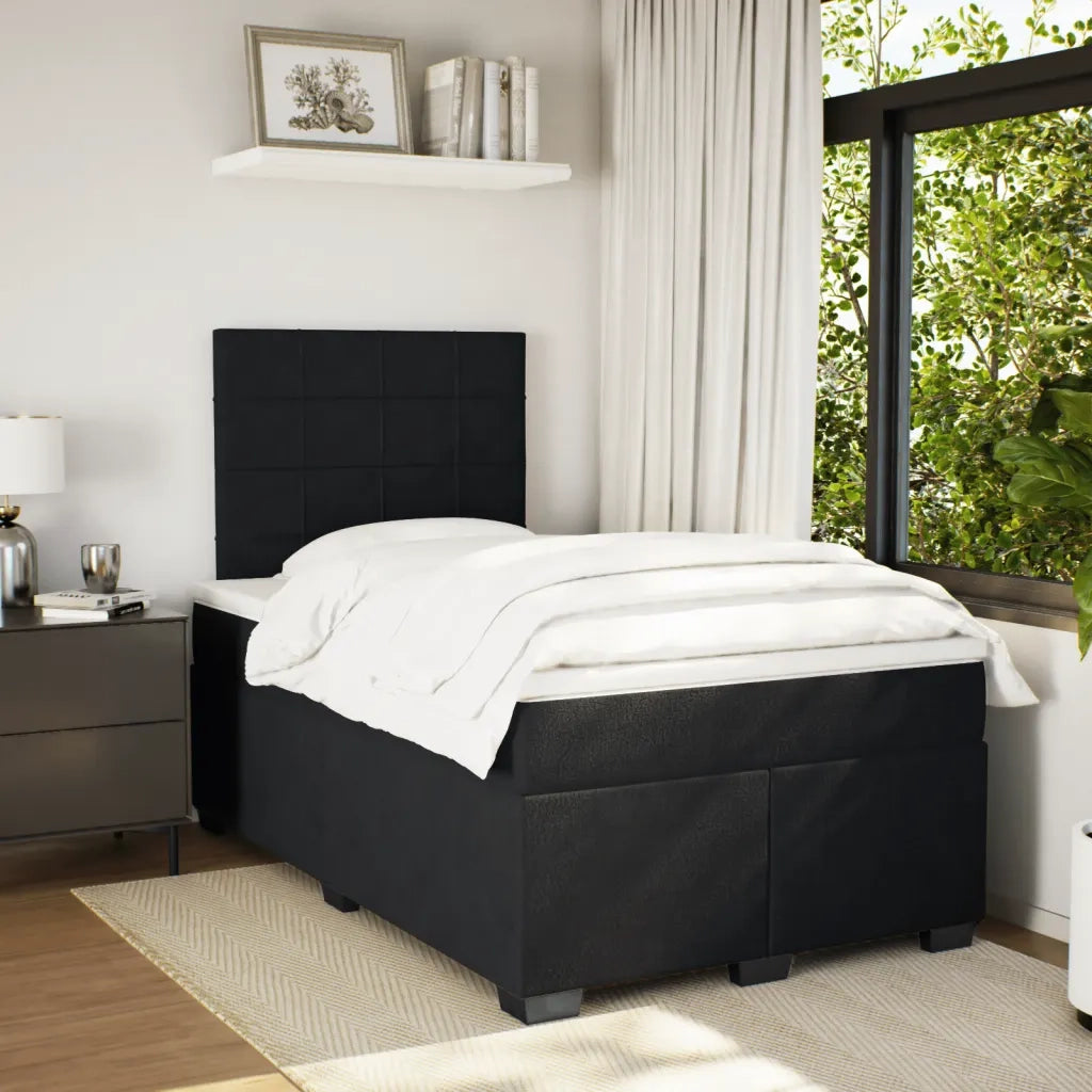 Giroletto a Molle con Materasso Nero 120x190 cm in Velluto 3290860