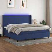 Letto a Molle Materasso e LED Blu 200x200cm in Tessuto 3138187
