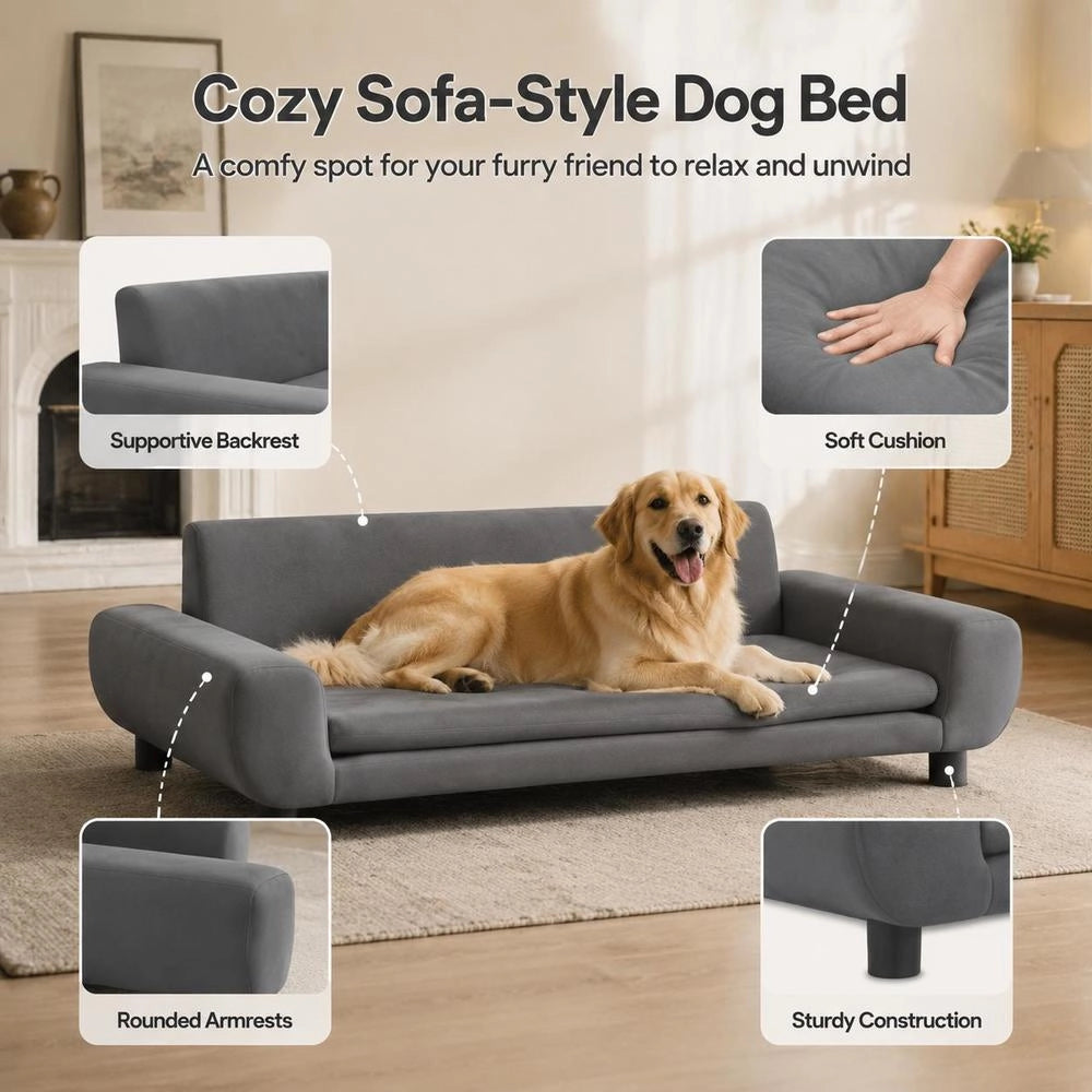 Dog Bed Dark Grey 100x54x33 Cm Velvet