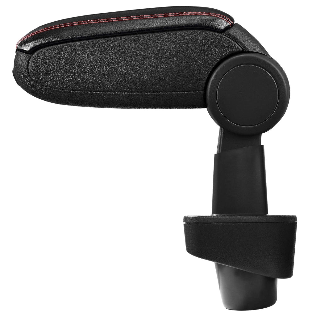 Bracciolo centrale per Renault Clio III con scomparto imbottito in similpelle nera con cuciture rosse 03_0000638