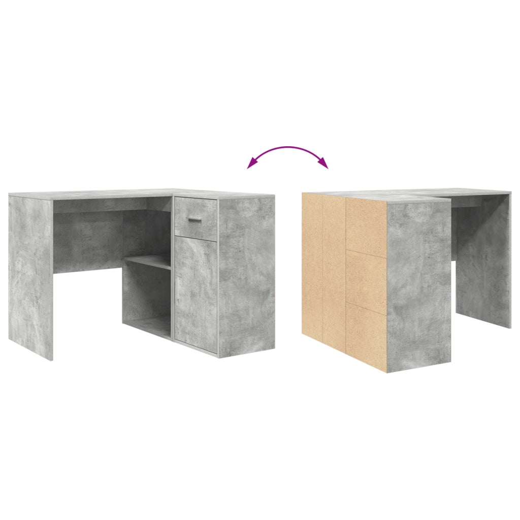 Scrivania Angolare Grigio Cemento 102x88x75 cm Legno ingegnerizzato