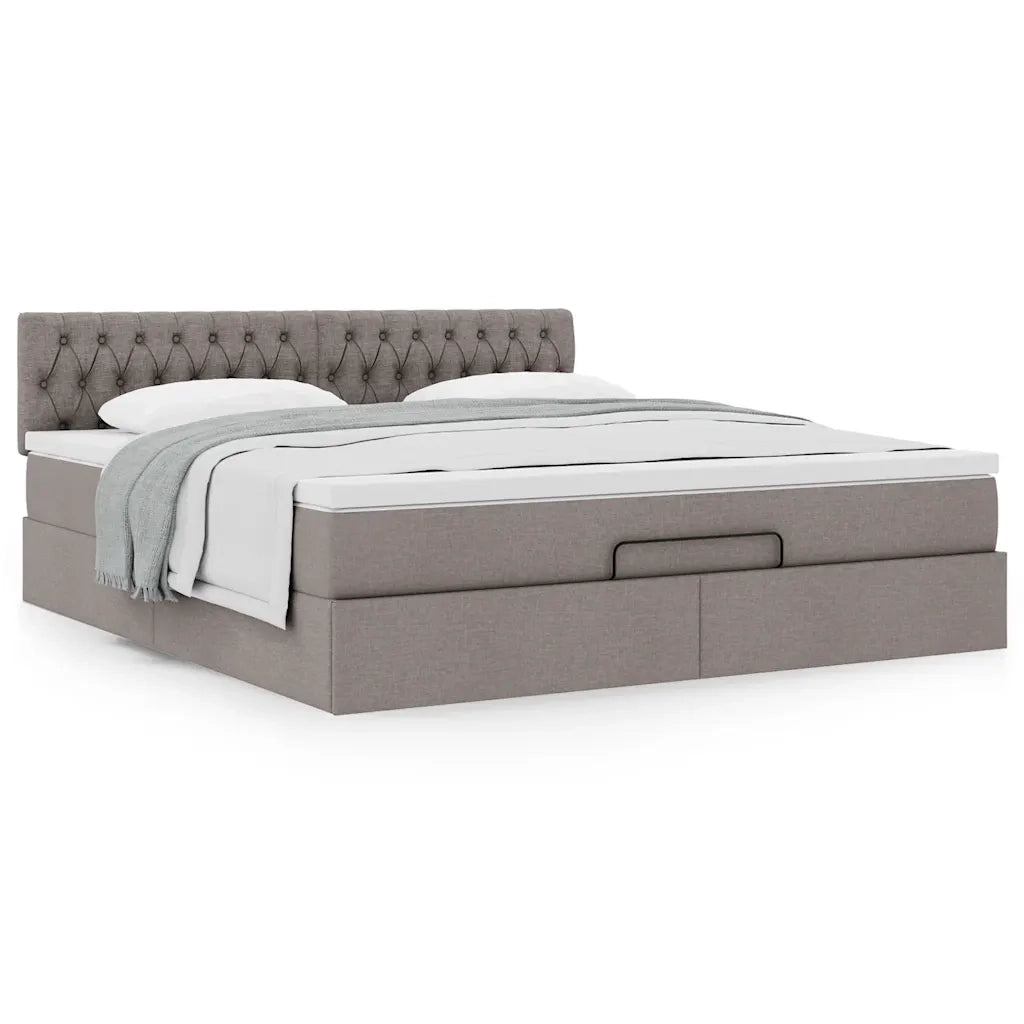 Struttura Letto Pouf con Materasso Tortora 180x200cm in Tessuto 3311564