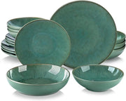 Set da tavola da 16 pezzi per 4-12 persone - Servizio da tavola vintage in ceramica verde