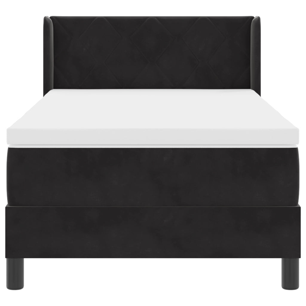 Letto Box Spring con Materasso  Nero 90x200 cm in Velluto
