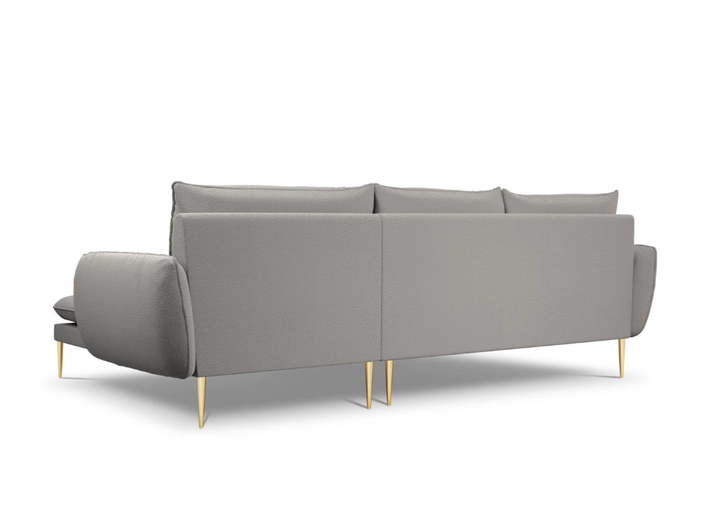 Cosmopolitan Design - Divano angolare destro "Vienna" 5 posti in bouclé grigio 