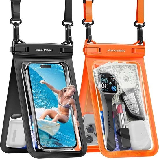 Zak da bagno impermeabile - doppia capacità IPX8 - 2-pack - 7'' - Dry Bag subacqueo - bagno spiaggia nuoto - iPhone 15 14 13 12 Pro Max mini