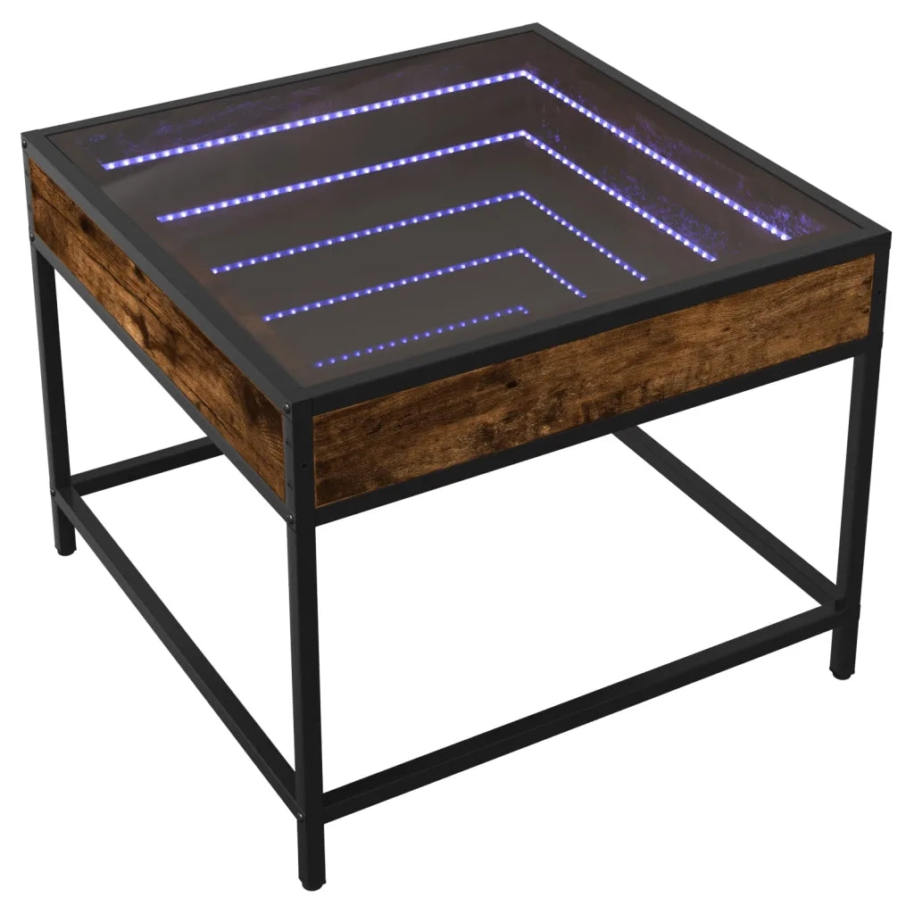 vidaXL Tavolino da Salotto con LED Infinity Rovere Fumo 50x50x41 cm