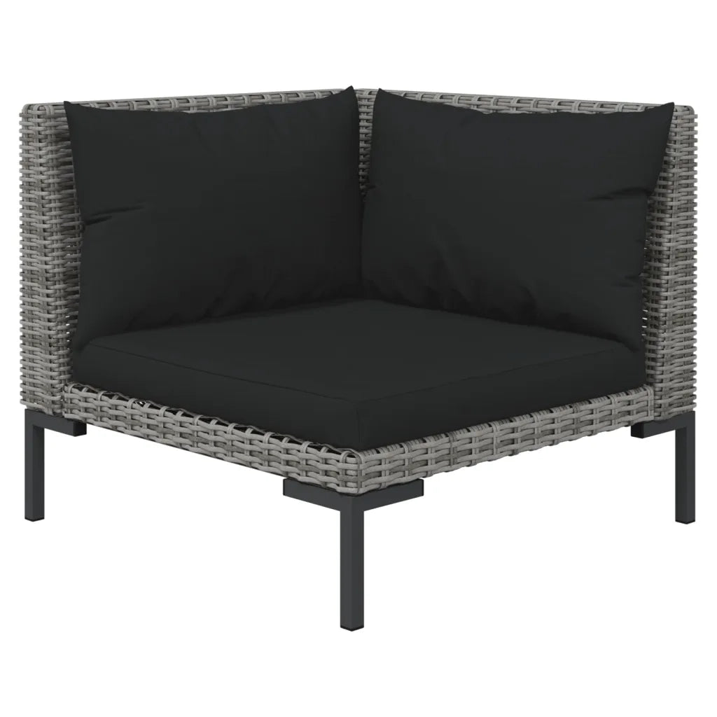 Set Divani Giardino 4 pz con Cuscini in Polyrattan Grigio Scuro cod mxl 41124