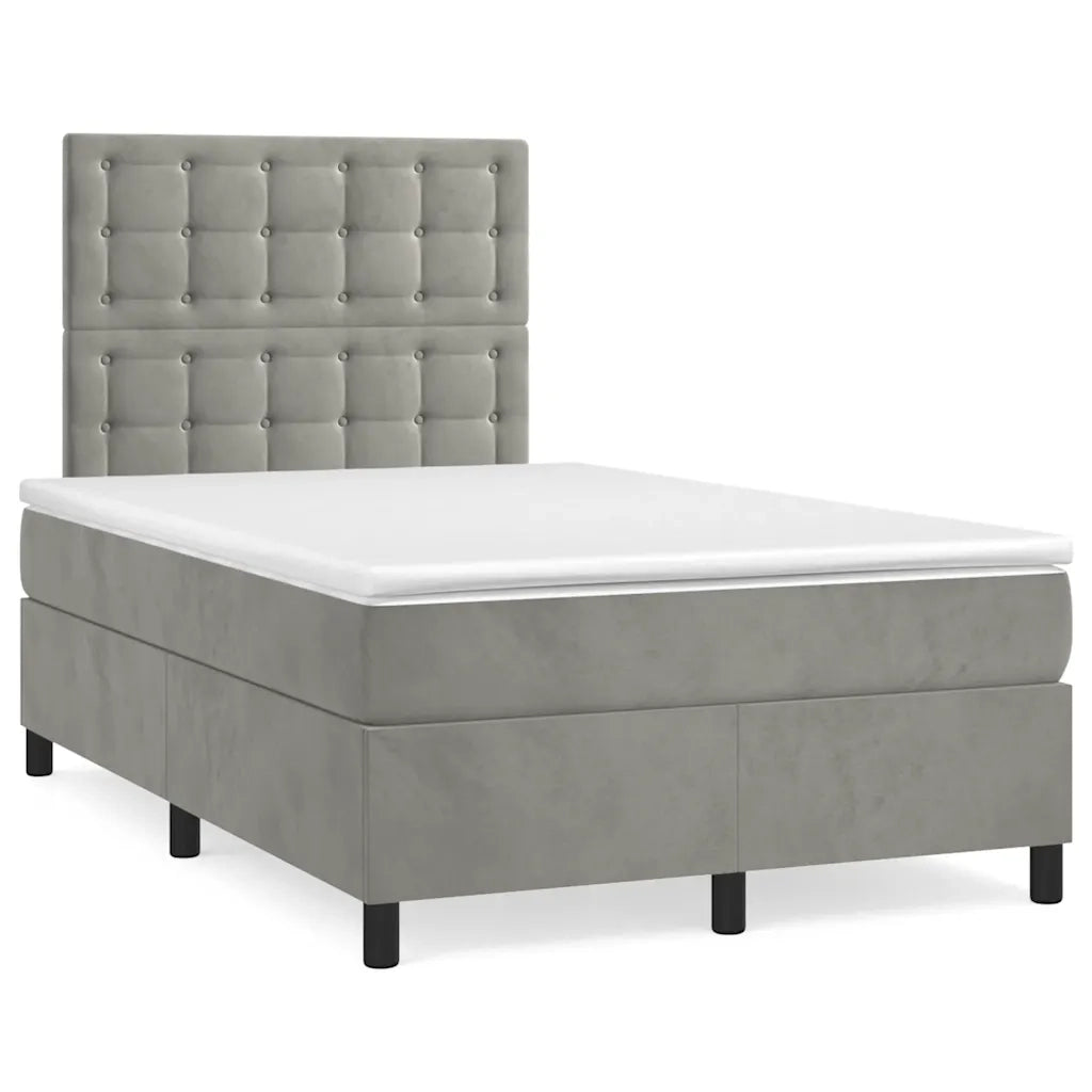 Giroletto a Molle con Materasso Grigio Chiaro 120x190cm Velluto 3270019
