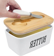 Scatola ceramica per burro con coperchio 650 ml - contenitore per burro - contenitore per burro e formaggio - doppie sigillature in silicone - contenitore per burro e noci