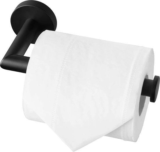 Supporto per carta igienica in acciaio inossidabile, disponibile per cucina e bagno, per wc, carta igienica (matte nero) (cilindrico)