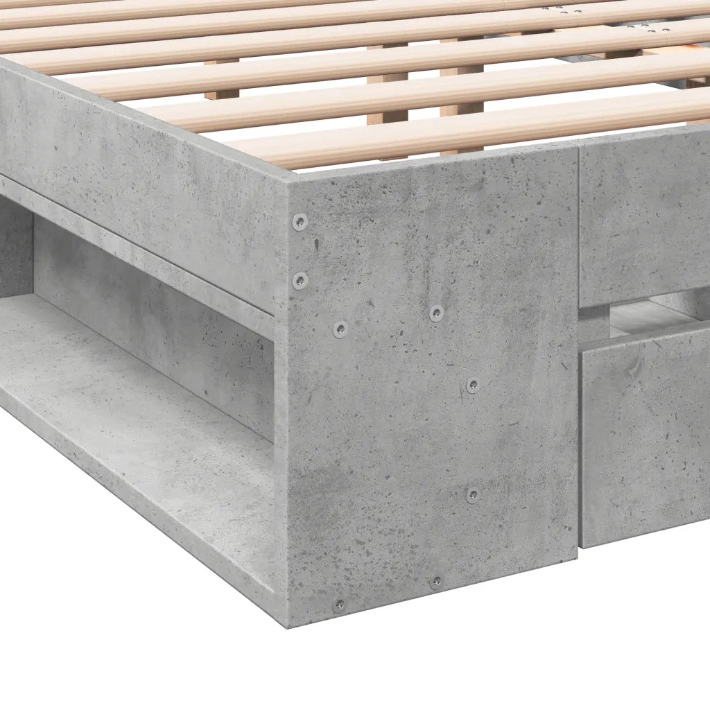 Giroletto Cassetti-Struttura Letto con contenitore Grigio Cemento 140x190 cm Legno Multistrato 463457