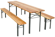 Set Birreria da Giardino Pieghevole in Legno Tavolo 200x70 cm e 2 Panche Vorghini